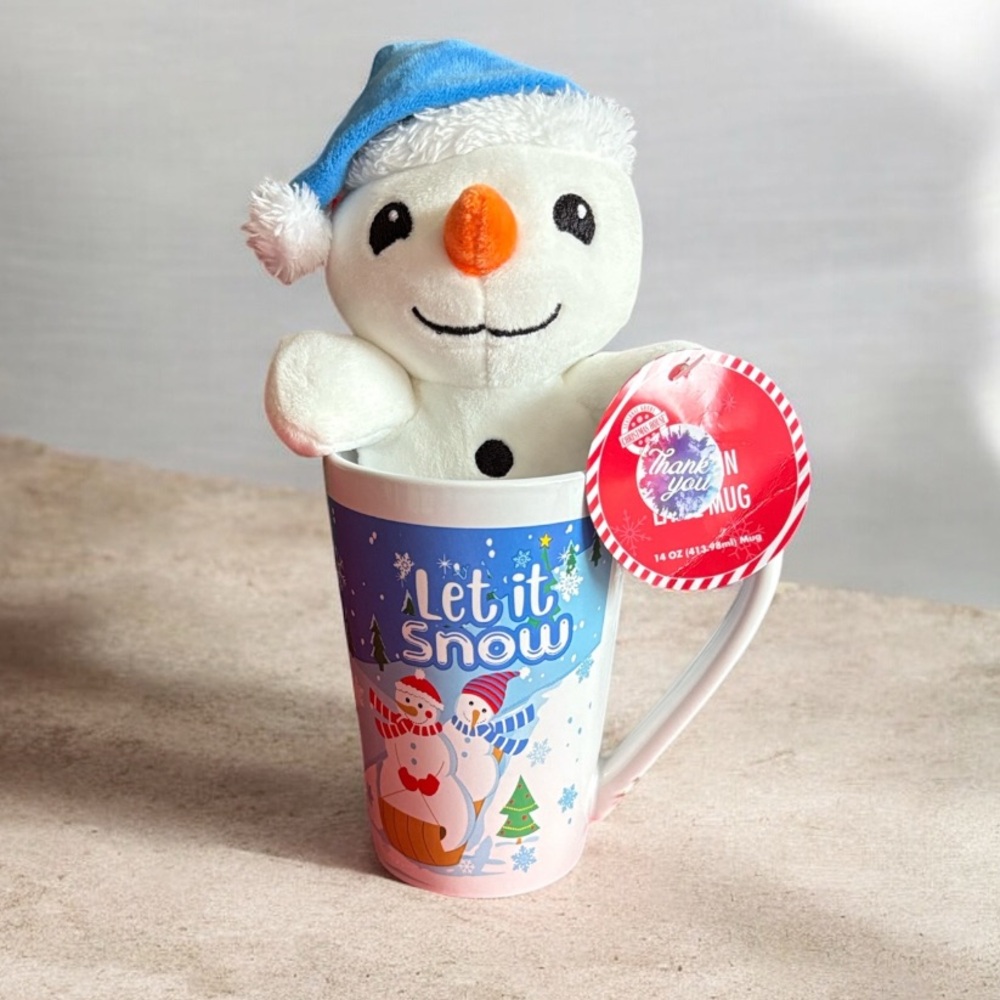Festive Snowman Mug with Plushy Snowman